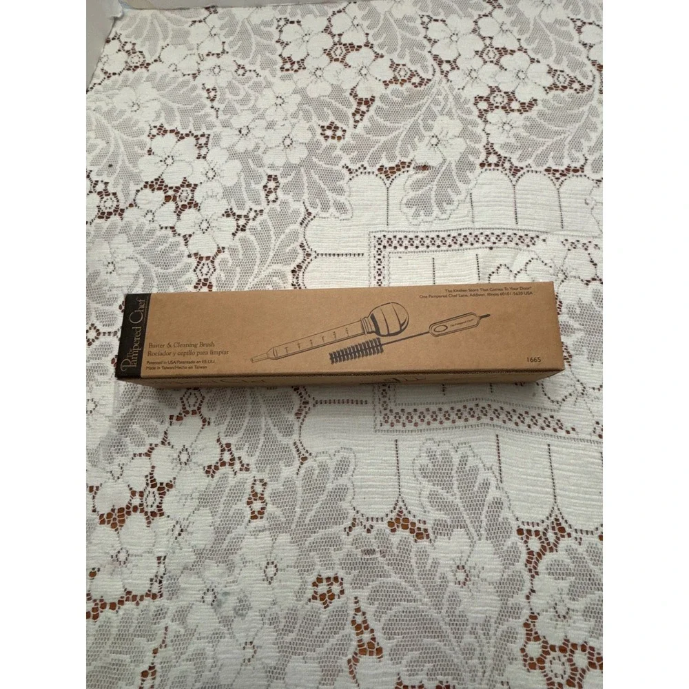 The Pampered Chef Baster and Cleaning Brush Set 1665 Gray New in Open Box